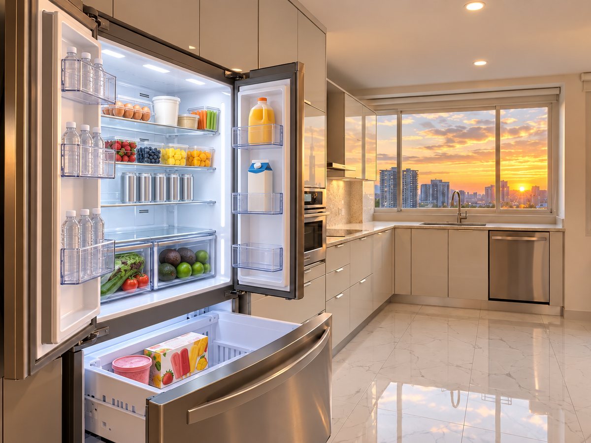 Stocked fridge in the Casa Monteflores kitchen